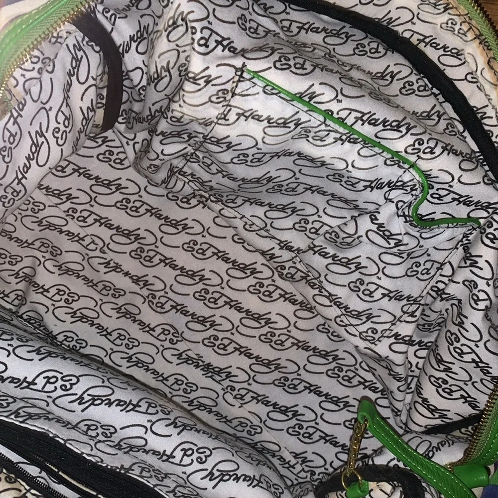 DON ED HARDY  VTG Y2K large canvas Flower Power/Satchel /Handbag beach b…